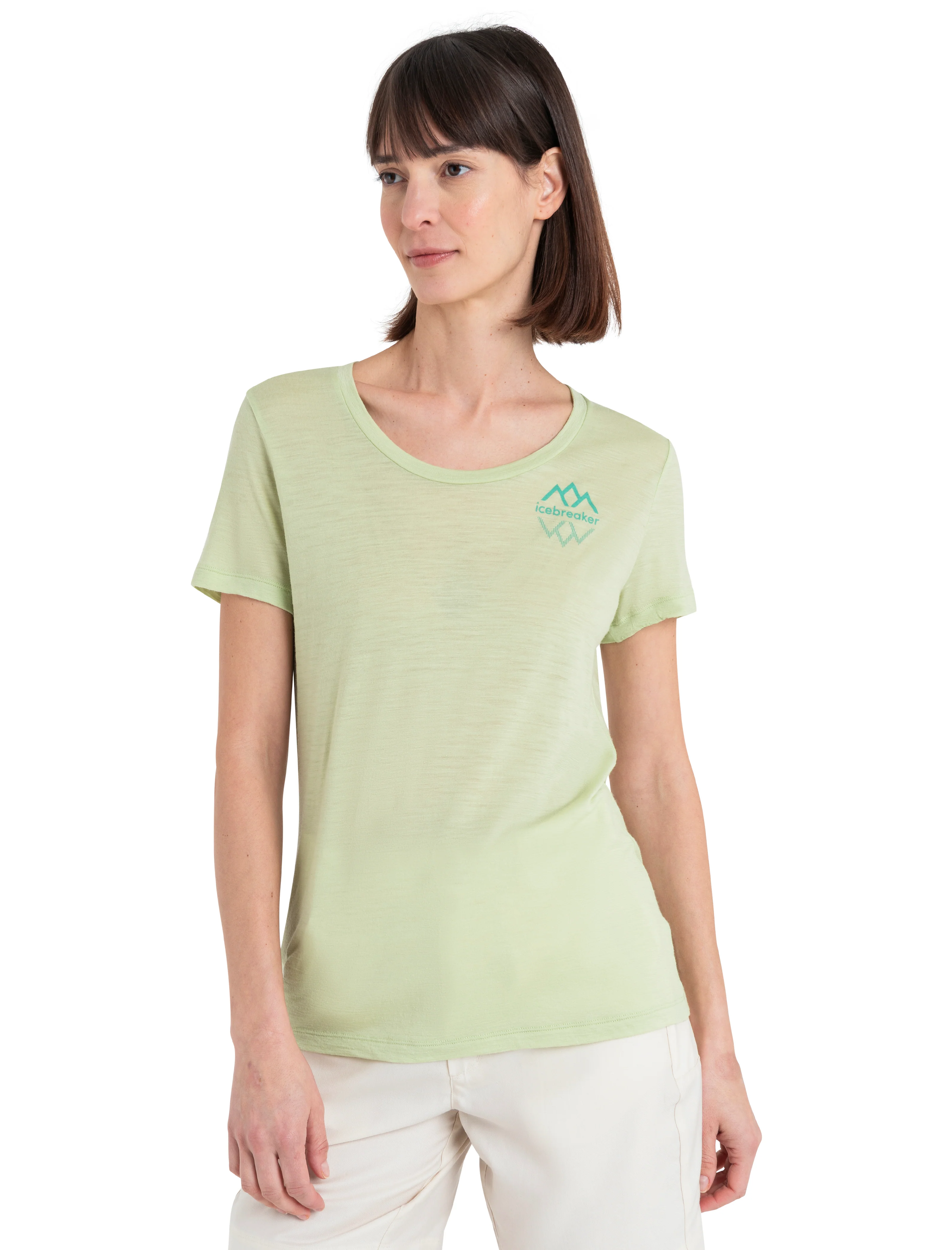 Women's Merino 150 Tech Lite Short Sleeve Scoop T-Shirt Icebreaker Logo Reflections