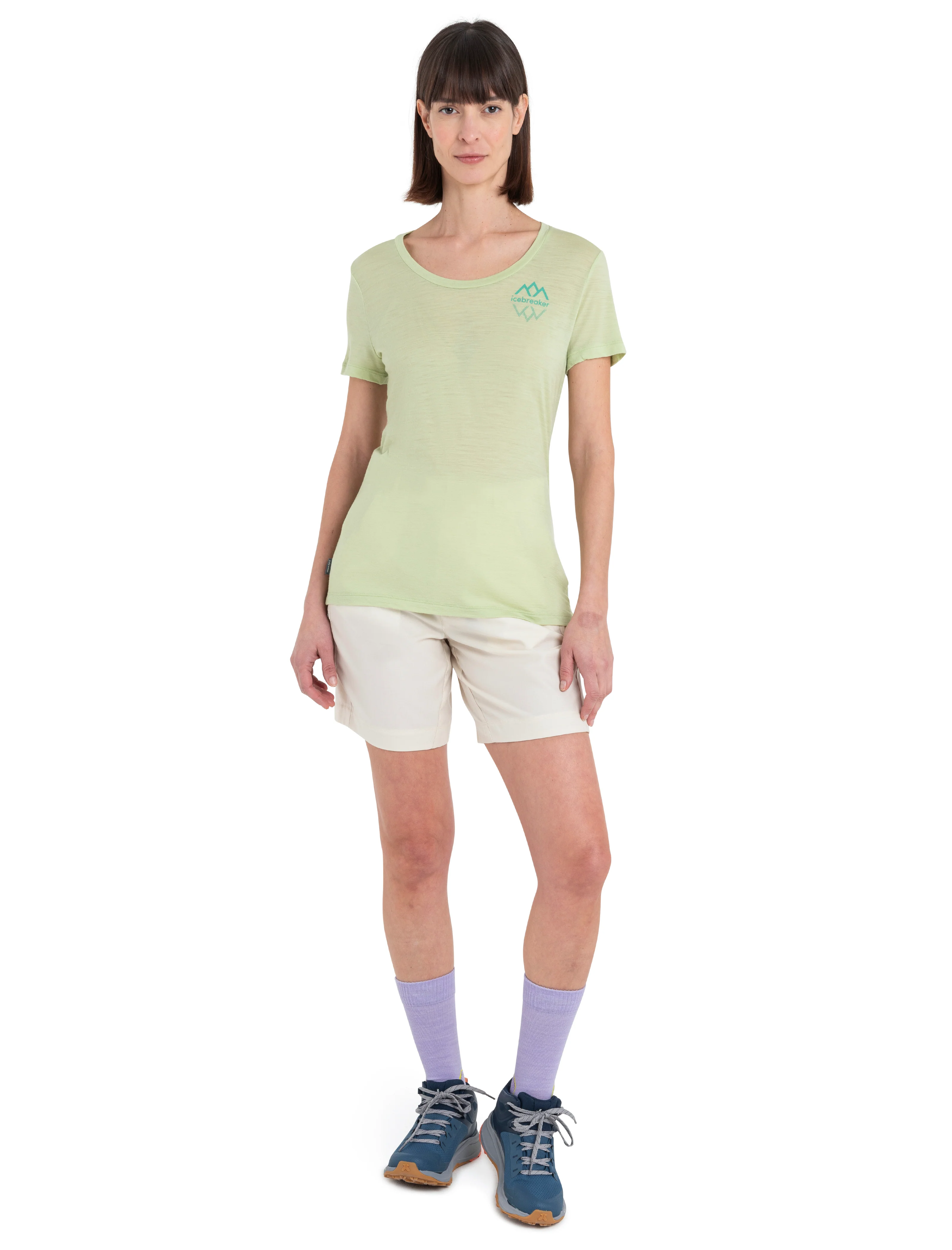 Women's Merino 150 Tech Lite Short Sleeve Scoop T-Shirt Icebreaker Logo Reflections - Image 3