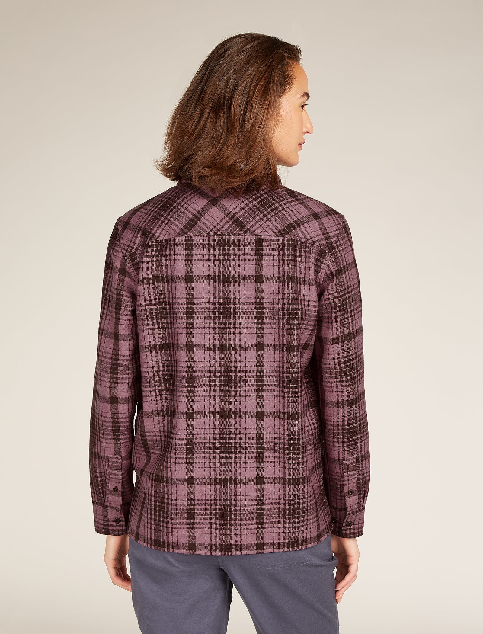 Women's Merino 200 Dawnder Long Sleeve Flannel Shirt Plaid - Image 2