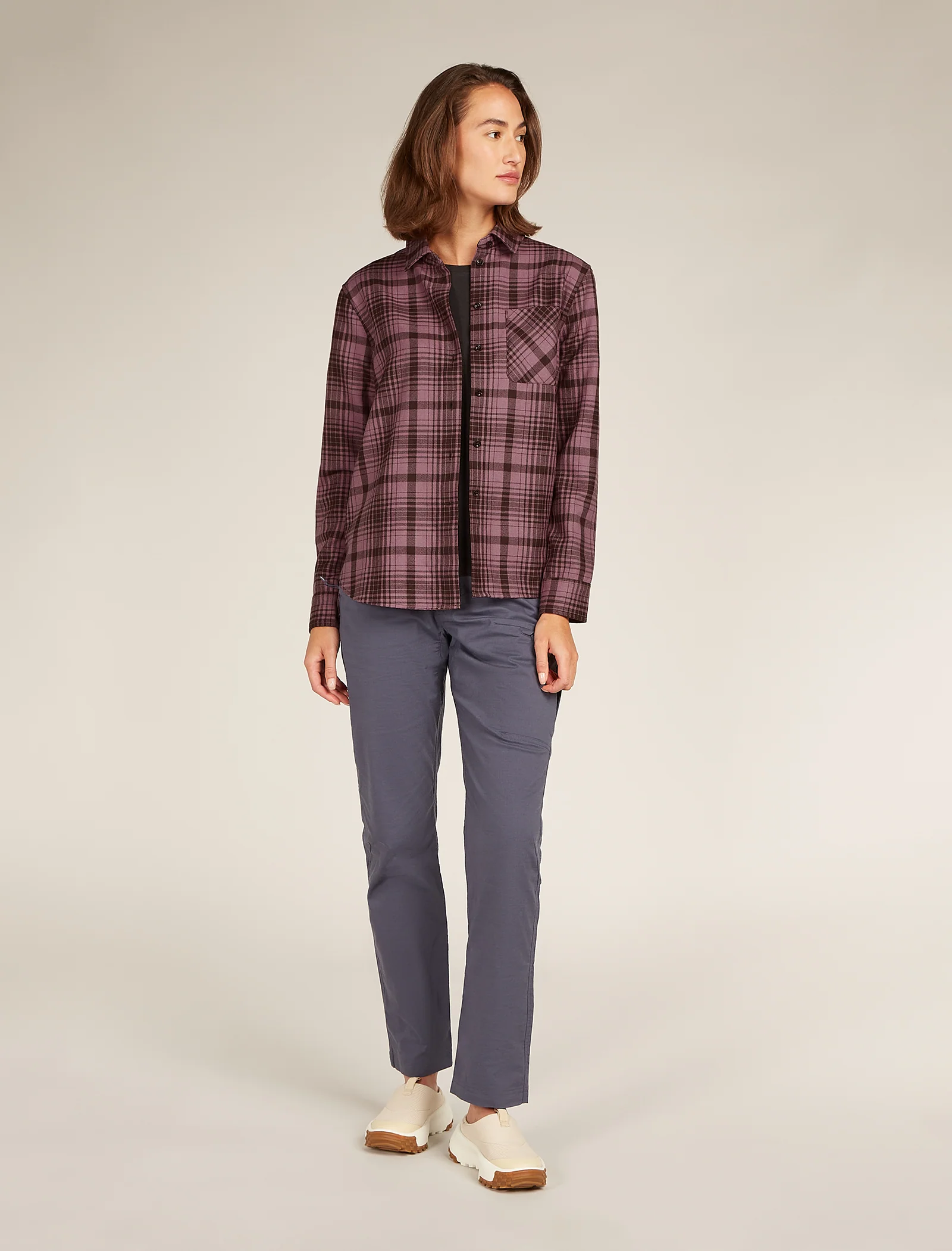 Women's Merino 200 Dawnder Long Sleeve Flannel Shirt Plaid - Image 3