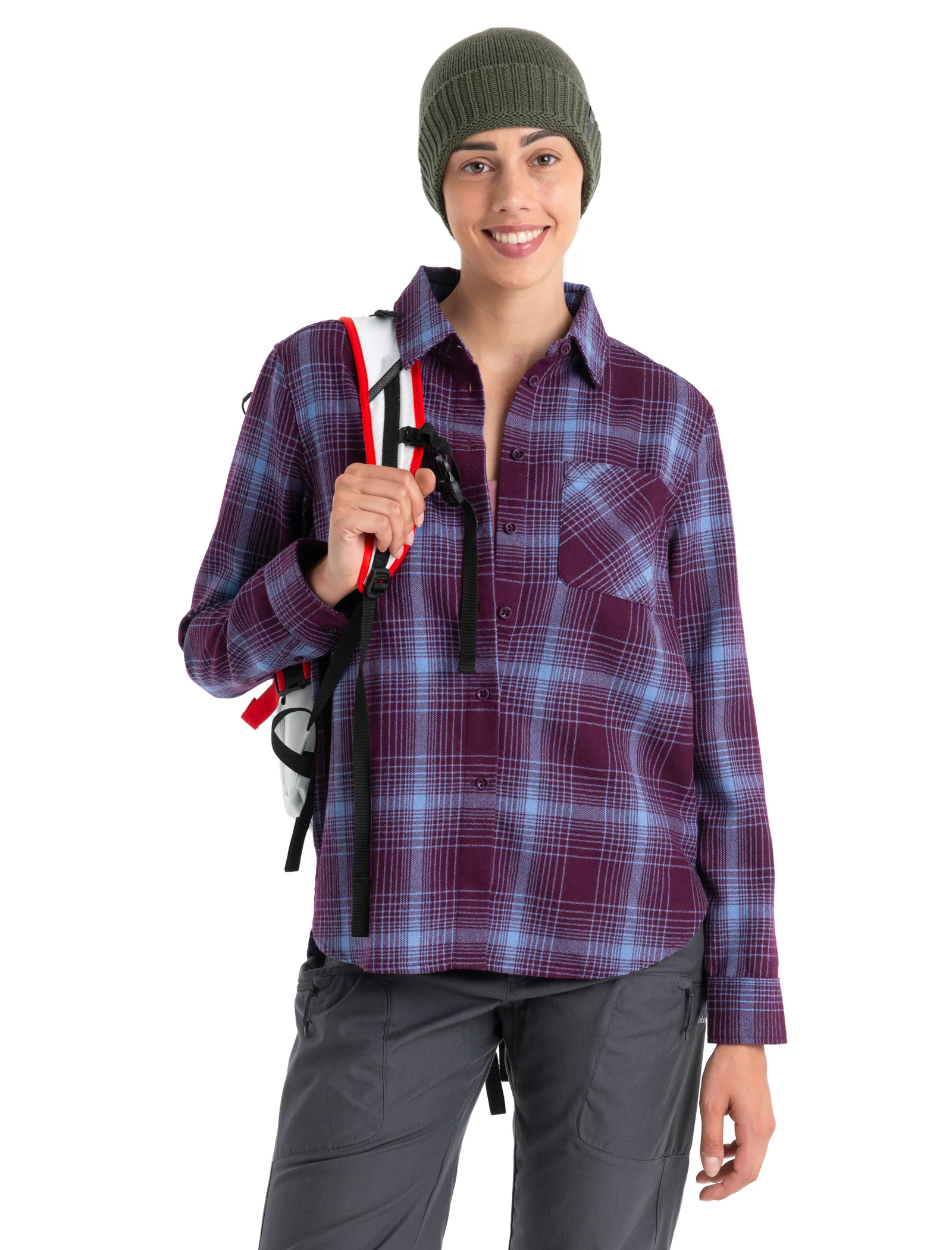 Women's Merino 200 Dawnder Long Sleeve Flannel Shirt Plaid - Image 6