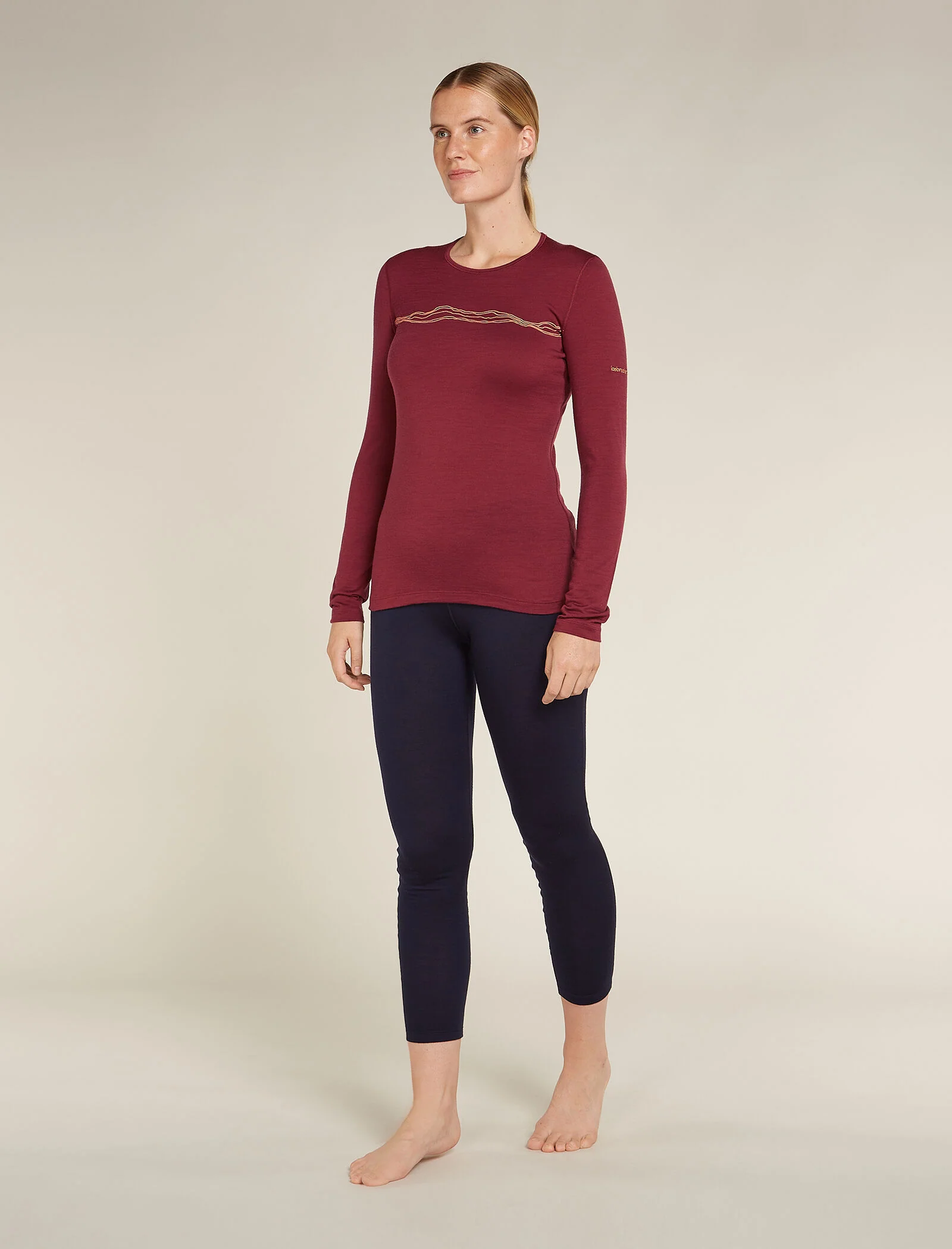 Women's Merino 200 Oasis Long Sleeve Crew Mountain Pulse Thermal Top - Image 3