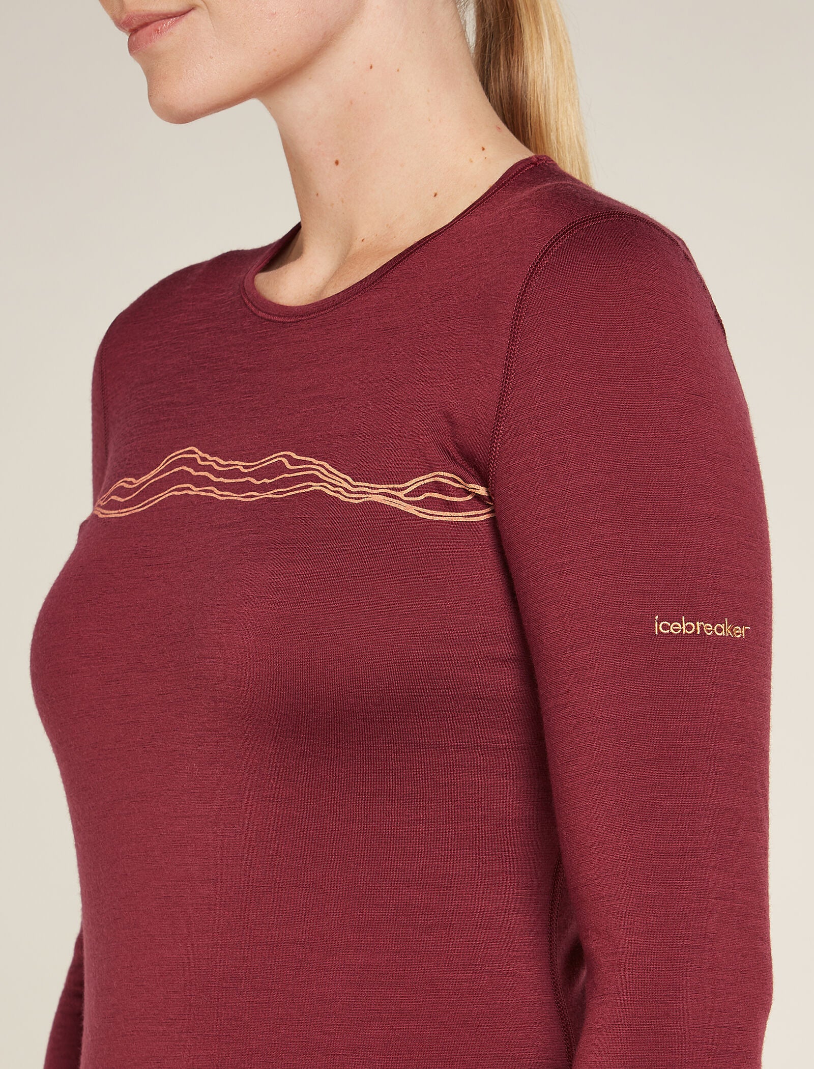 Women's Merino 200 Oasis Long Sleeve Crew Mountain Pulse Thermal Top - Image 5