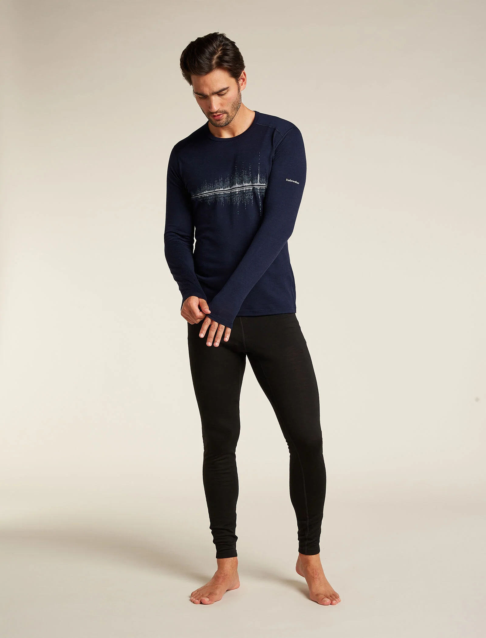 Men's Merino 200 Oasis Long Sleeve Crew Thermal Top Snow Wave - Image 3