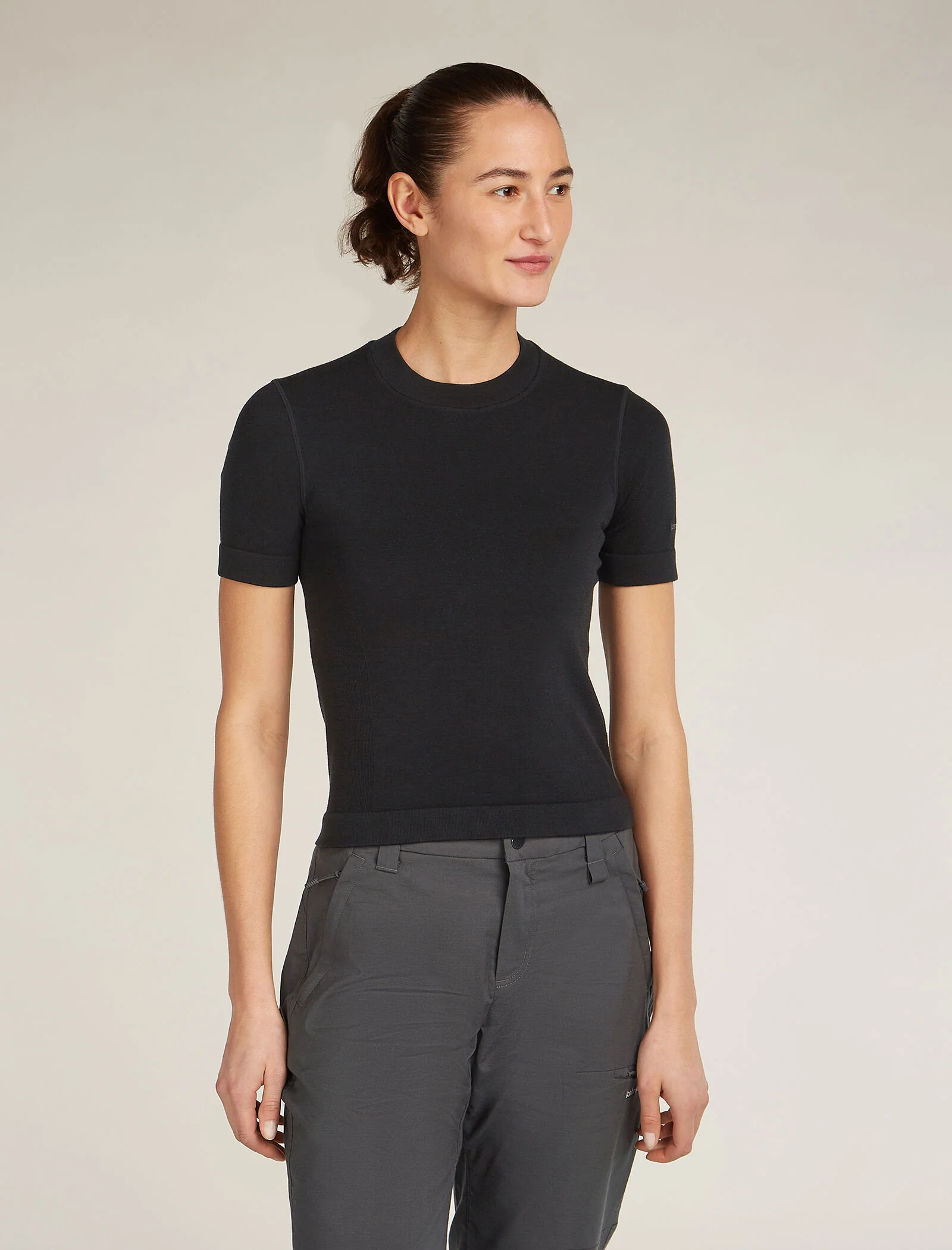 Women's Merino Blend 260 Seamless Rib Short Sleeve Mock Neck Thermal Top