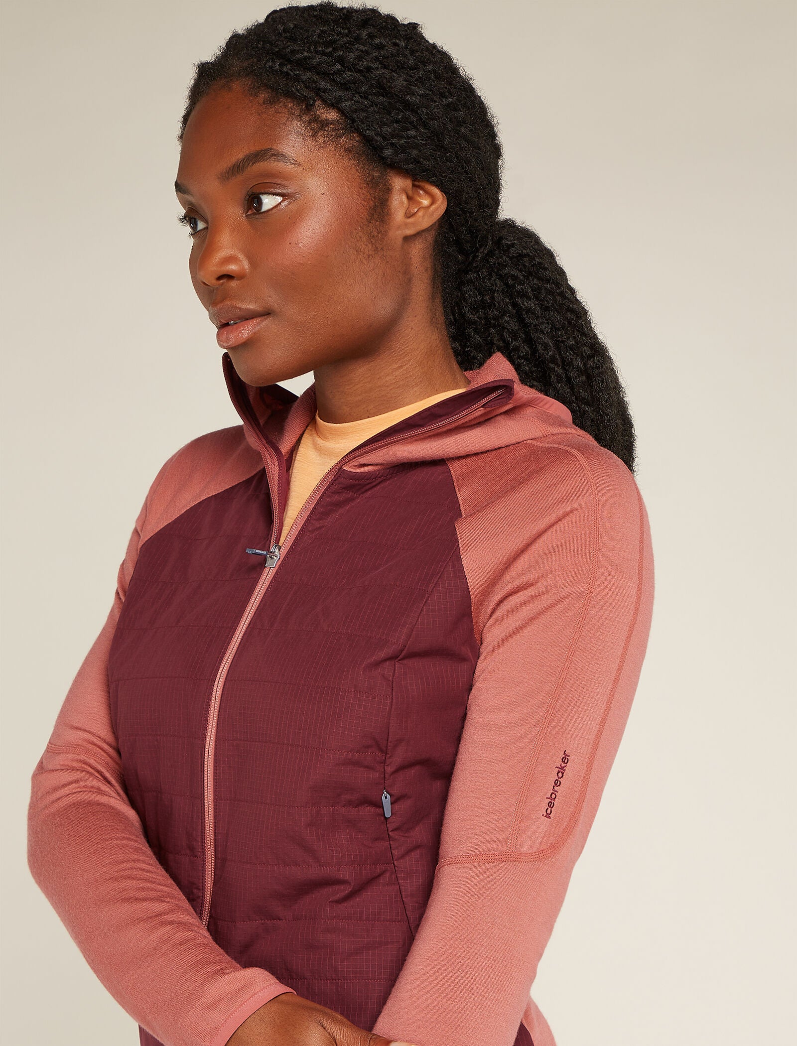 Women's Merino Blend Quantum Hybrid Long Sleeve Zip Hoodie - Image 6