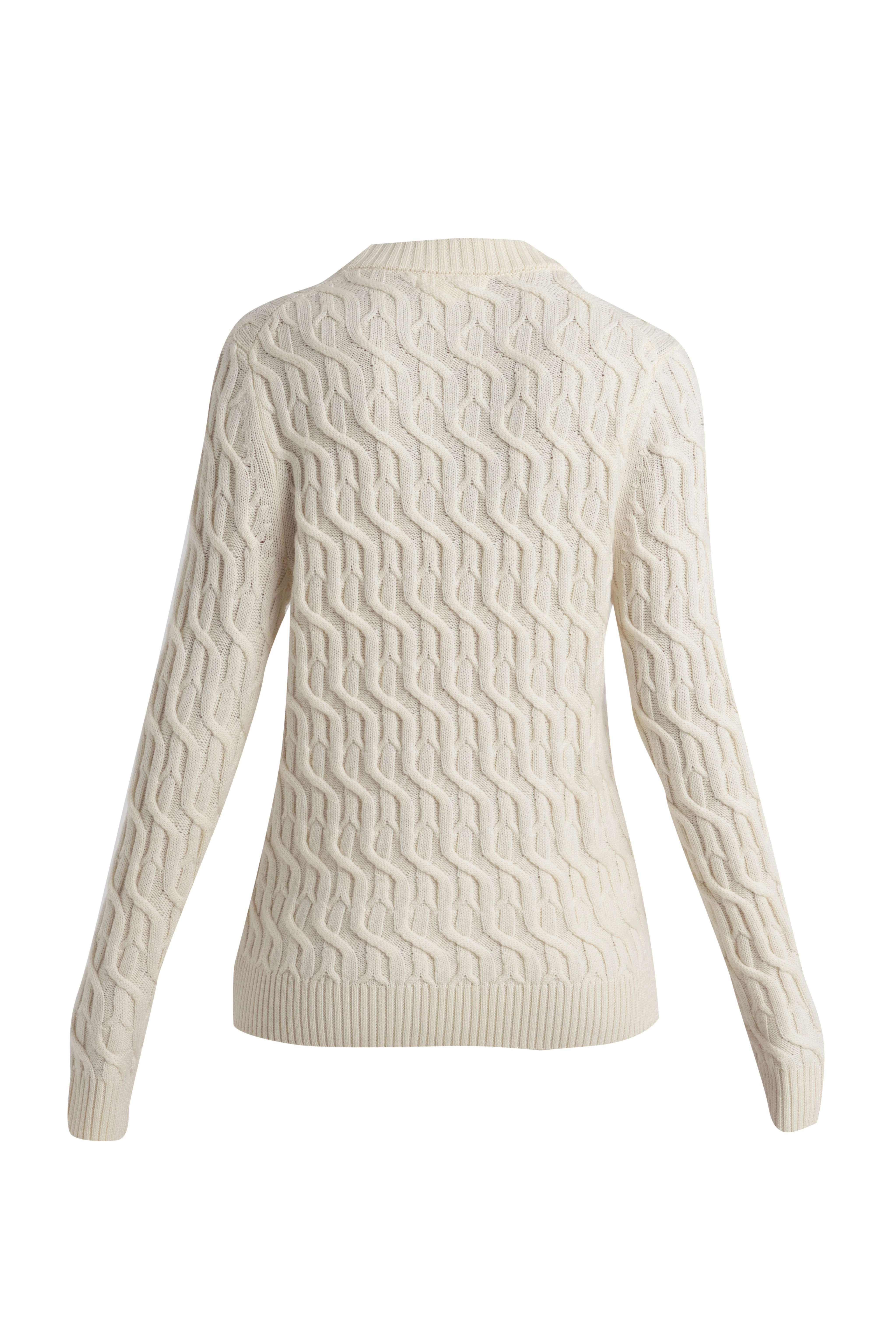 Women's Merino Cable Knit Crew Sweater - Image 7