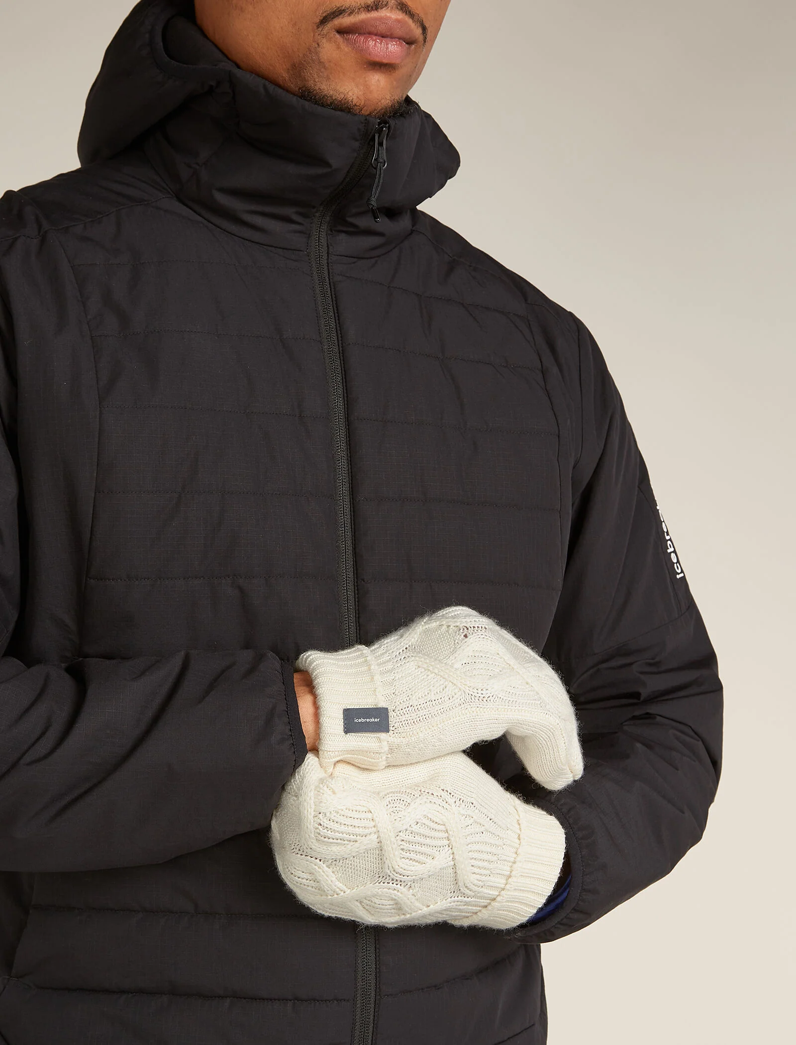 Unisex Merino Cable Knit Mittens - Image 3