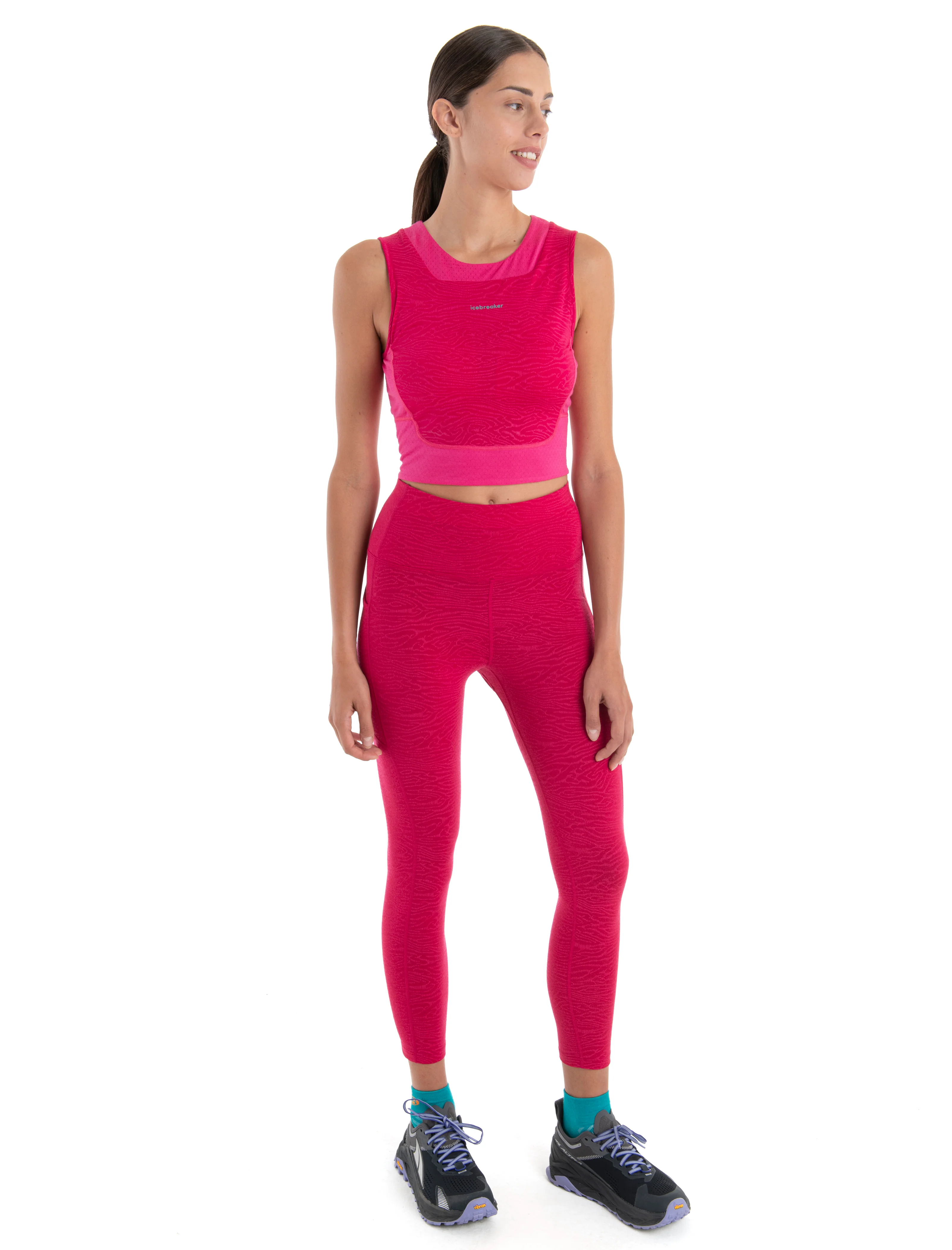 Women's Merino Fastray High Rise Tights IB Topo Lines - Image 3