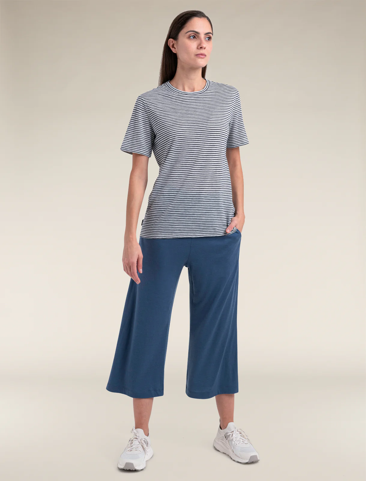 Women's Merino Linen T-Shirt Stripe - Image 2