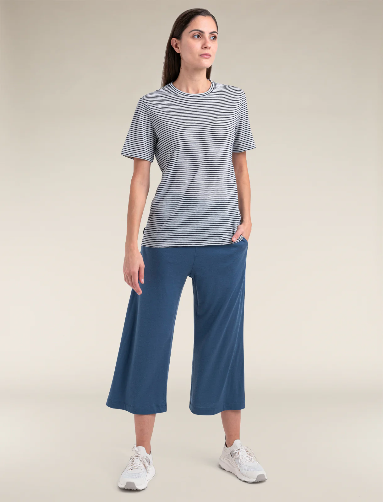 Women's Merino Linen T-Shirt Stripe - Image 4