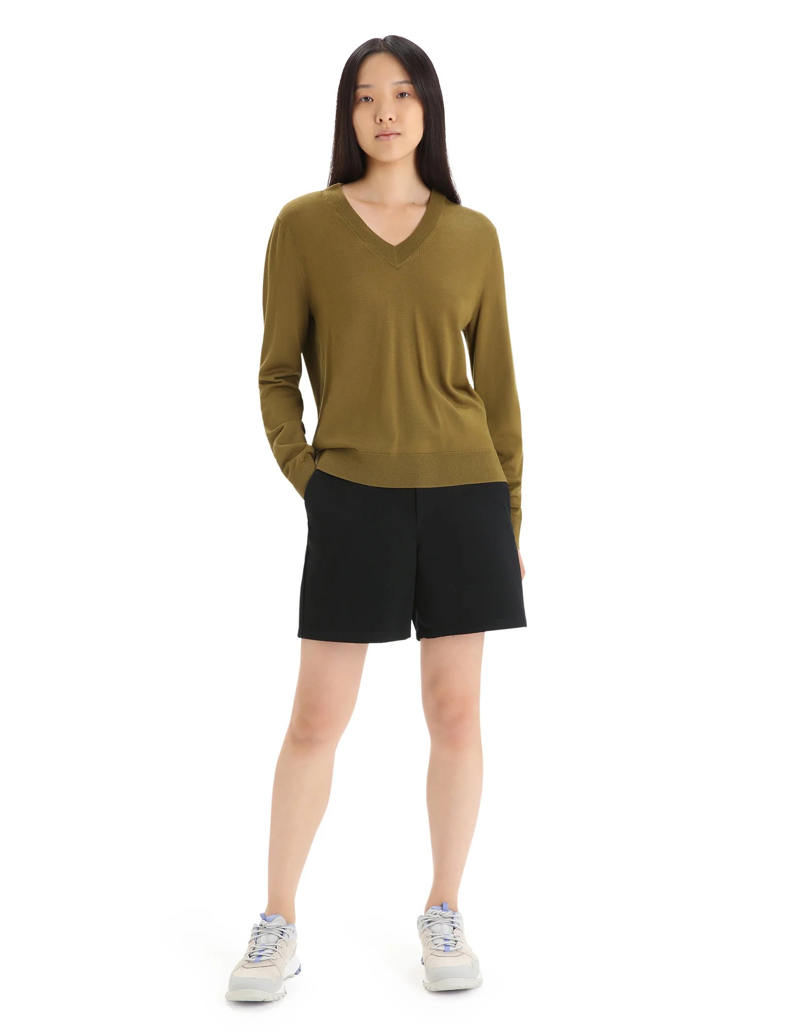 Women's Merino Wilcox Long Sleeve V Neck Sweater - Image 3